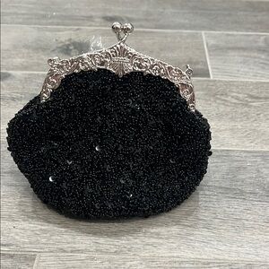 Elegant Black Beaded Clutch